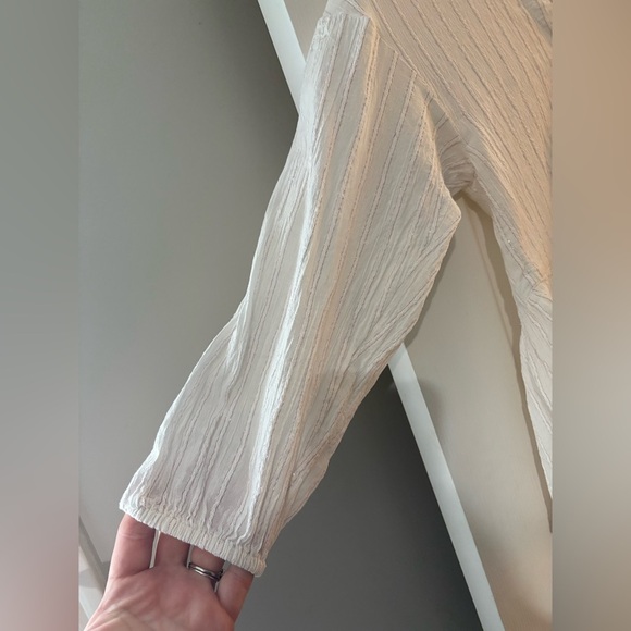 Madewell bubble sleeve peplum top metallic thread stripe size XS - Picture 6 of 14